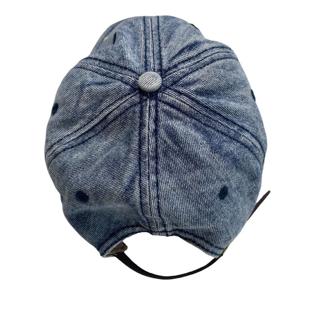 Blessed Ball Cap Pastel Rainbow Acid Wash Denim Look Blue Adjustable Strapback - Picture 8 of 15